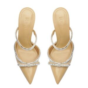 Schutz Nude Heel w/ Sparkle Bow